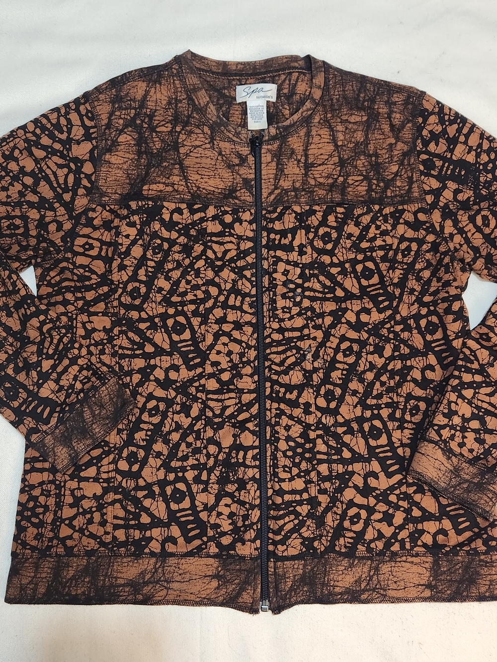 Chico's Spa Cotton Zip Up Track jacket
